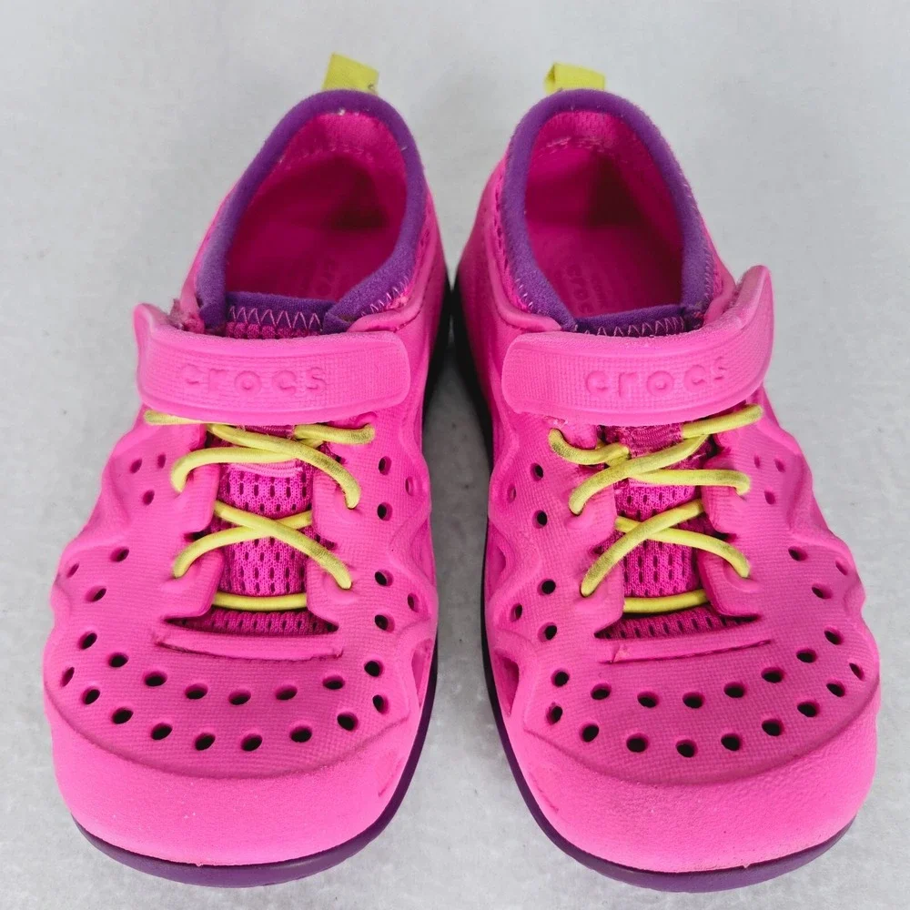 CROCS Shoes Childrens 10 Pink Purple Swiftwater Play Shoes Water Sandals Sneaker